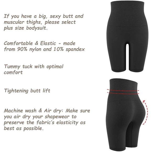 NWT Tummy and Waist Control Black Womens M Lycra Shapewear Shorts - Picture 4 of 6